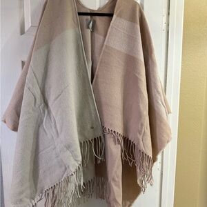 Soia & Kyo Cream and Pink Fringe Cape